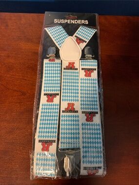 Ricard’s Red Beer Blue Diamond Pattern Suspenders NWT